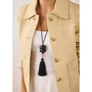 Mint Velvet Black Resin Tassel Pendant Necklace